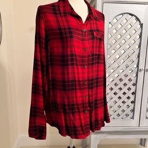 Lucky Brand buffalo check button down shirt.